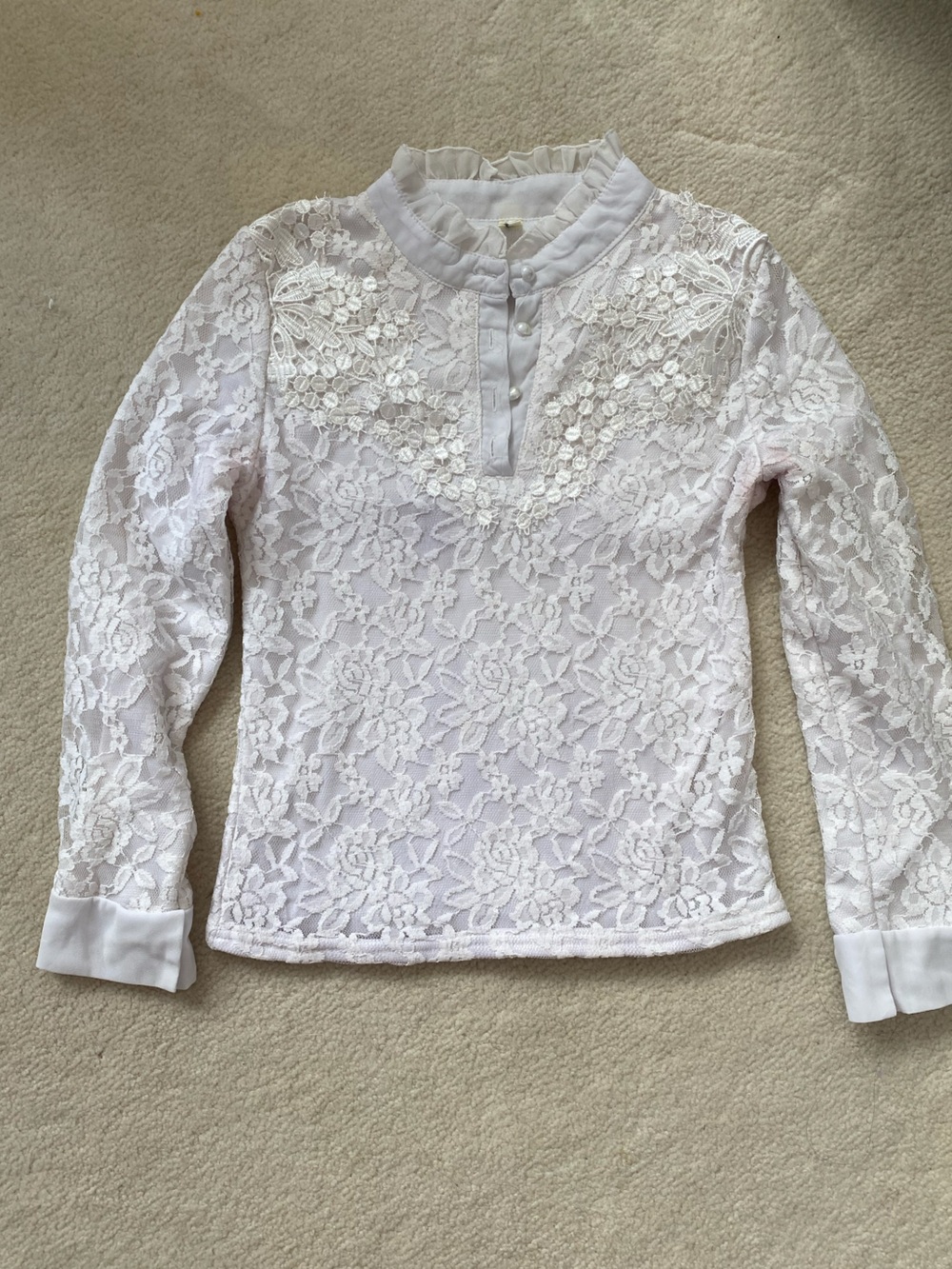 White Lace Long Sleeve Blouse